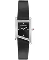 Ferragamo Women's Swiss Asymetrique Black Leather Strap Watch 22x36mm In Stainless