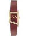 Ferragamo Women's Swiss Asymetrique Burgundy Leather Strap Watch 22x36mm In Gold