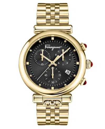 FERRAGAMO WOMEN'S SWISS CHRONOGRAPH ORA GOLD ION PLATED STAINLESS STEEL BRACELET WATCH 40MM