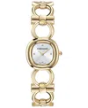 Ferragamo Women's Swiss Double Gancini Gold Ion Plated Link Bracelet Watch 25mm In Gold