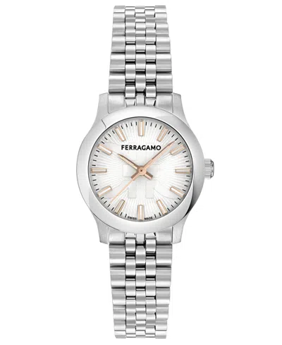 Ferragamo Women's Swiss Duo Stainless Steel Bracelet Watch 28mm In Silver