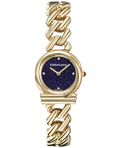 Ferragamo Women's Swiss Gancini Twisted Chain Gold Ion Plated Bracelet Watch 28mm