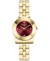 Ferragamo Gancino Bracelet Watch With Red Sunray Dial In Gold