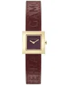 Ferragamo Women's Swiss Portrait Burgundy Leather Strap Watch 20mm In Gold