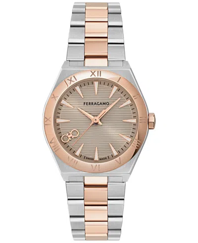 FERRAGAMO WOMEN'S SWISS VEGA UPPER EAST TWO-TONE STAINLESS STEEL BRACELET WATCH 28MM
