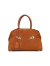 Ferragamo Hug S Beige Handbag With Logo And Gancini Buckle In Leather Woman In Brown