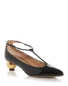 Ferragamo Round Toe T-bar Strap Gold Heel