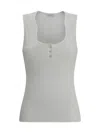 Ferragamo Salvatore  Cotton Tank Top With Shaped Neckline In White