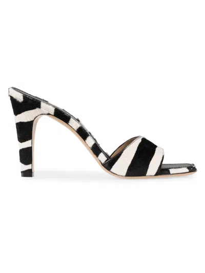 Ferragamo Tatiana Zebra Print High-heeled Sandals In Black