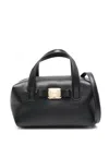Ferragamo Women Two Top Handles Vara Plate Mini Bag In Black