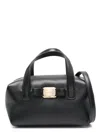 Ferragamo Women Two Top Handles Vara Plate Mini Bag In Black