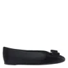 Ferragamo Leather Round Toe Ballerina Shoes With Bow Detail In Black
