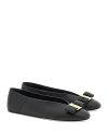 FERRAGAMO WOMEN'S VANNA LEATHER HARDWARE BOW FLATS