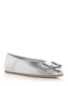 Ferragamo Vara Bow Ballet Flats In Silver