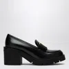 Ferragamo Black Vara Bow Moccasin With Heel In Black