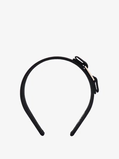 Ferragamo Women Vara Fabric Headband With Bow In Black