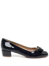 Ferragamo Vara Bow-embellished Patent-leather Pumps In Black