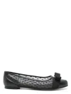 Ferragamo Varina Mesh Leather Ballet Flats In Black