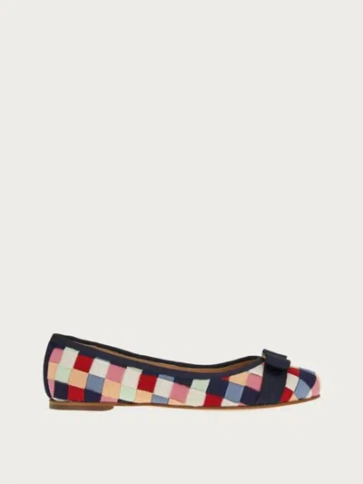 Ferragamo Bow Woven Ballet Flats In Multi