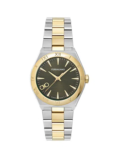 Ferragamo Women's Vega Upper East Stainless Steel Goldtone Bracelet Watch/28mm In Pattern