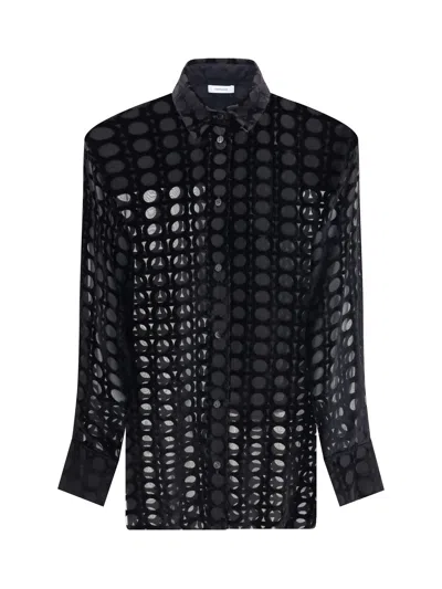 Ferragamo Women Velvet Devoré Shirt In Black