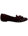 Ferragamo Women's Velvet Studded Bow Detail Ballet Flat, Size Us | 7  (authentic Pre-loved)