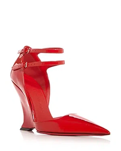 Ferragamo Women's Vidya X5 Sculpted Wedge Heel Pumps In Flame Red