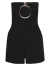 Ferragamo Pure Wool Mini Dress With Tulle Insert In Black