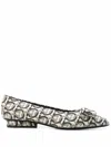 Ferragamo Women's Viva Gancini-woven Ballerinas Shoes In Beige In Multi