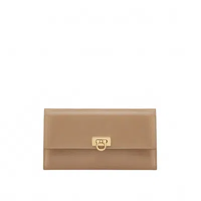 Ferragamo Women's Wanda Continental Wallet In Beige In Brown