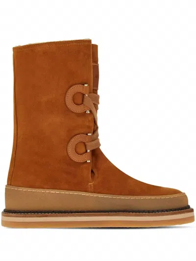 Ferragamo Women's Winter Calf-length Boots In Brown