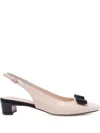 Ferragamo Slingback Pumps With Block Heel And Bow In Black