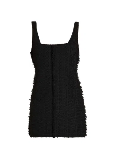 Ferragamo Women's Woven Georgette Sleeveless Sheath Minidress In Black