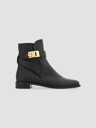 FERRAGAMO WOMEN'S ZANIRA LEATHER ANKLE BOOTS