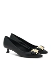 Ferragamo Women's Zelma Leather Kitten Heel Pumps In Black