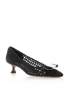 Ferragamo Zelma Woven Leather Buckle Pumps In Black