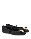 Ferragamo Black Nappa Leather Zina Ballerinas In Black