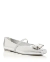 Ferragamo Zina Silver Ballerinas In Silver