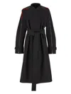 Ferragamo Poplin Trench Coat With Contrasting Inserts In Black