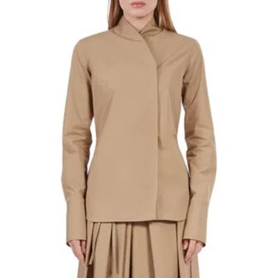 Ferragamo Womens Asymmetric Sculpted Poplin Blouse In Neutral