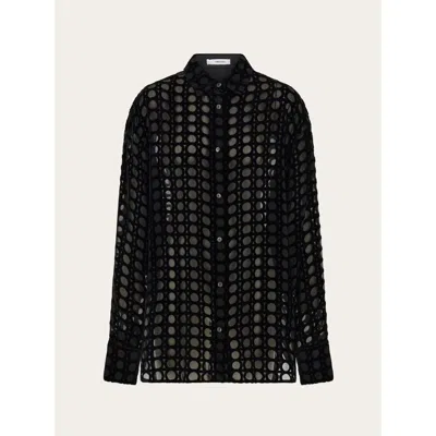 Ferragamo Womens Black Sheer Circle Shirt
