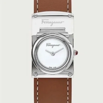 Pre-owned Ferragamo Womens Brown Leather Boxyz Watch