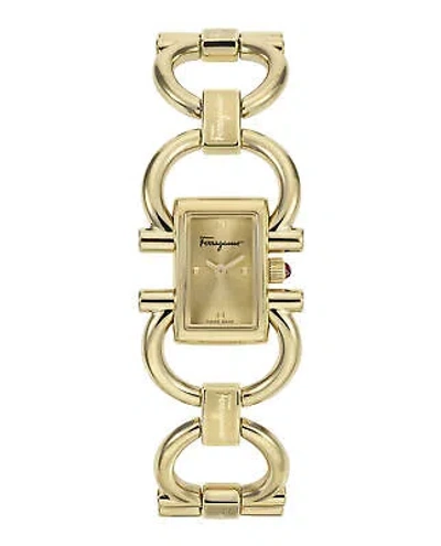 Pre-owned Ferragamo Womens Double Gancini Gold 21mm Bracelet Fashion Watch