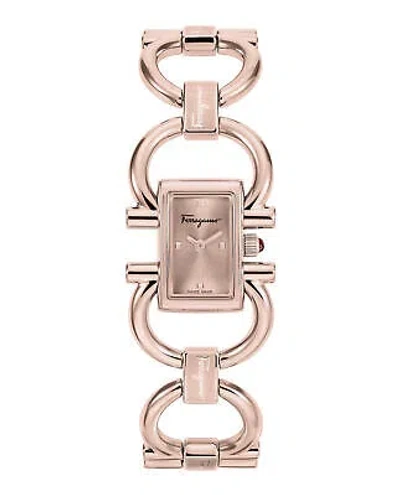 Pre-owned Ferragamo Womens Double Gancini Rose Gold 21mm Bracelet Fashion Watch