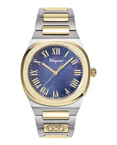 Pre-owned Ferragamo Womens  Elliptical Two Tone 36mm Bracelet Fashion Watch