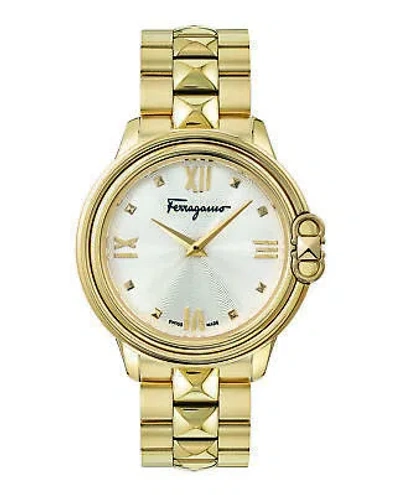 Pre-owned Ferragamo Womens  Studmania Gold 34mm Bracelet Fashion Watch