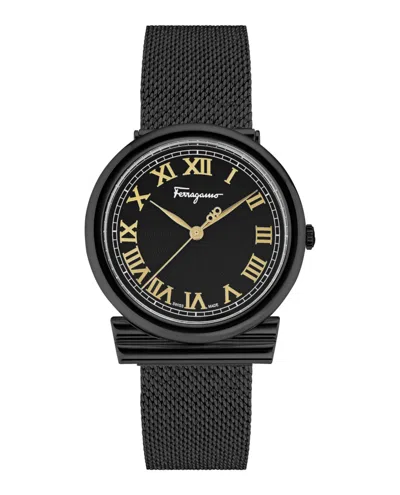 Pre-owned Ferragamo Womens Gancini 34mm Bracelet Fashion Watch In Black