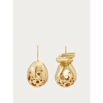 Ferragamo Womens Gold Brass Drop Earrings