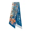 Ferragamo Womens Heron Print Silk Scarf In Blue