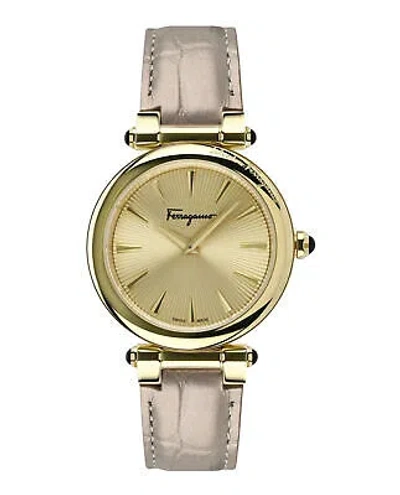 Pre-owned Ferragamo Womens Idillio Gold 36mm Strap Fashion Watch